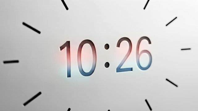 Close up shot of a wall clock displaying 1024 with black tick marks all around