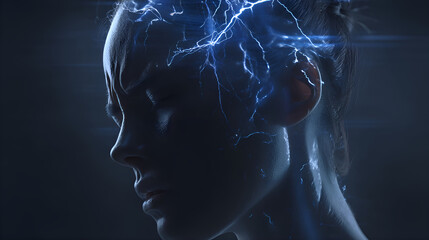 Woman feeling powerful energy flowing through head