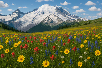 Obraz premium alpine meadow with yellow flowers