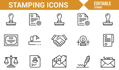 Legal paperwork stamps and icons for professional use