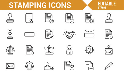 Administrative and business stamping icons for official use