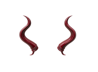 Pair of Red Devil Horns with Metal Bands demon horns isolated on a transparent background