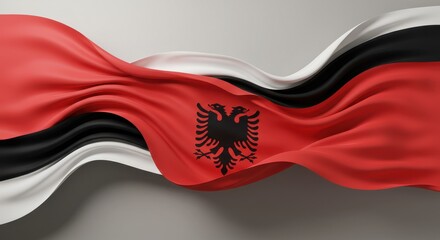 Realistic Illustration Albania Flag With