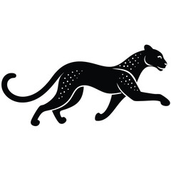 Naklejka premium Stylized black panther illustration with decorative spots in a dynamic pose