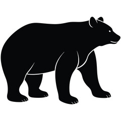 Obraz premium Silhouette of a black bear walking on a white background