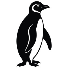 Obraz premium Simple black and white illustration of a standing penguin