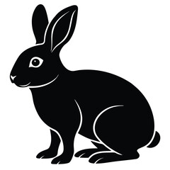 Obraz premium Black silhouette of a rabbit sitting on a white background