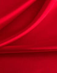 Close-up of rich red silk fabric drapes