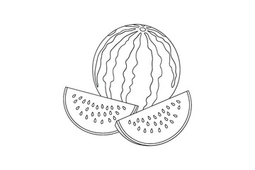 Watermelon outline with slices vector illustration for coloring book