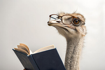 A funny and intelligent ostrich wearing reading glasses is deeply focused on a book. This humorous and quirky portrait captures a concept of animal wisdom and education.
Generative Ai.