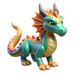 Fototapeta premium Vibrant cartoon dragon creature rendered with bright scales and playful eyes