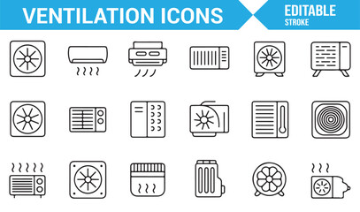 Air conditioning and ventilation symbols in editable vector format.
