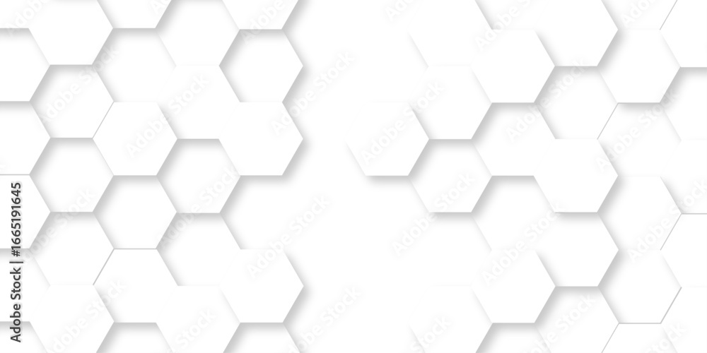 Poster minimal abstract white hexagonal background. luxury white pattern. futuristic grid honeycomb mosaic 