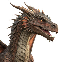 Fototapeta premium Majestic realistic dragon head rendering fierce gaze detailed scales mythical creature art