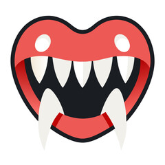 Vampire heart with sharp fangs expressing playful, spooky, and fun emotions, perfect for Halloween greetings, party invitations, and creative projects.