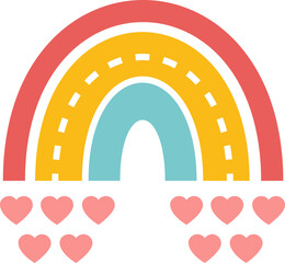 Cute rainbow in cute kawaii childish style. Nursery decoration. 