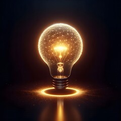 Glowing Light Bulb in Darkness