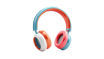 Colorful 3D headphones isolated on black background