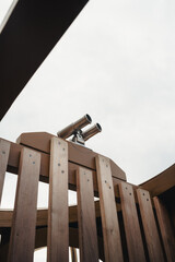Binoculars at the kids wooden playground