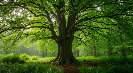 Fototapeta premium Majestic Tree in Lush Forest.