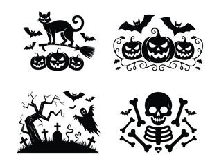 Create spooky Halloween crafts with this scary black silhouette collection, perfect for festive decorations and party invitations