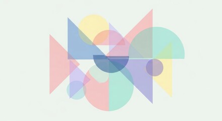 Abstract Geometric Shapes Composition with Pastel Colors