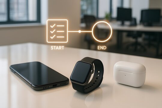 Smart devices and digital workflow visualization on a table