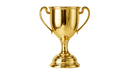 Gold trophy cup with handles isolated on a white background
