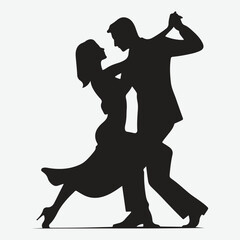 dancing couple dancing silhouette vector