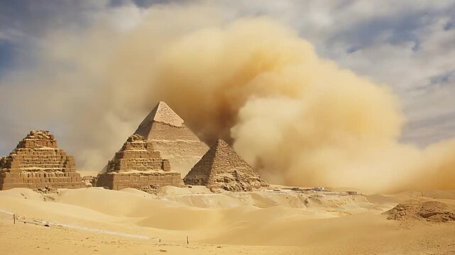 Sandstorm at the pyramids.