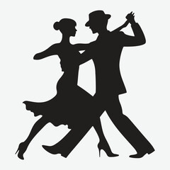 dancing couple dancing silhouette vector