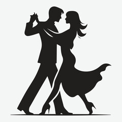 dancing couple dancing silhouette vector