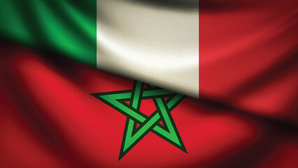 maroc and italy flag fusion design