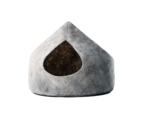 Grey cat house with a hole in the middle