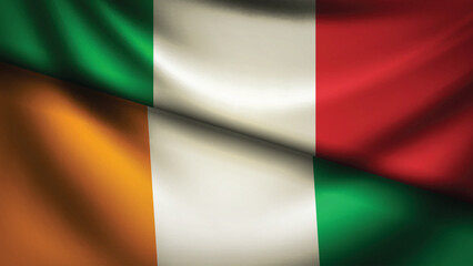 ivory coast and italy flag fusion design