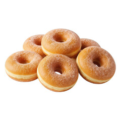 Pile of golden brown donuts dusted with sparkling sugar crystals doughnuts sweet