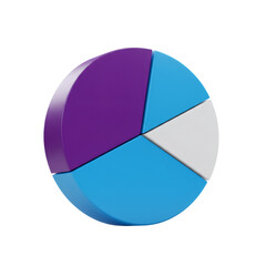 3D Purple And Blue Pie Chart Data Visualization