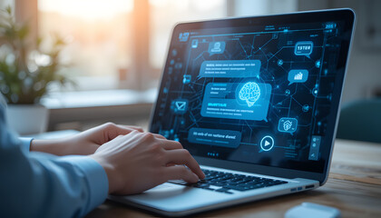 man working on laptop