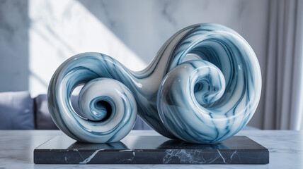 Elegant marble sculpture adds a modern artistic touch to minimalist home decor space