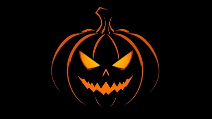 Fototapeta premium Halloween Pumpkin Carving with Spooky Face on Dark Background