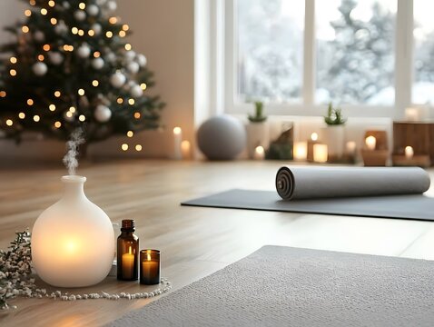 Cozy Christmas Yoga Studio Aromatherapy Room Decor
