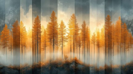 Forest with a few trees in the foreground