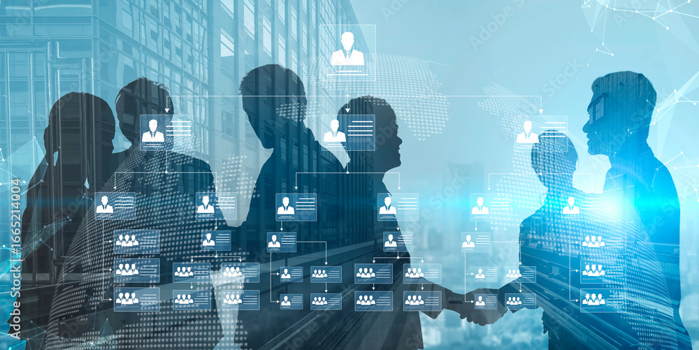 Poster corporate org chart and team structure show hierarchy, team, and structure for clear organization, m