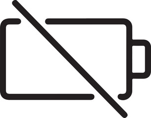 Battery icon with a diagonal line indicating low power or no charge