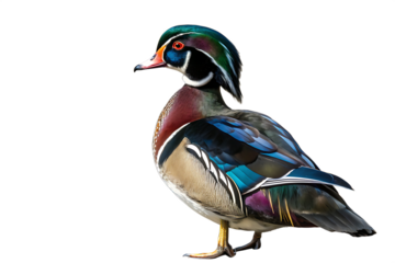 Wood Duck From the Rear, Showing His Colors  on AI generated by PNG