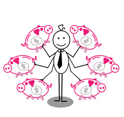 Stick man business vector illustration with simple concept