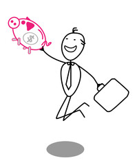 Stick man business vector illustration with simple concept