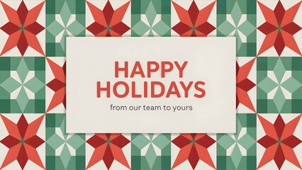 Warm holiday greeting card design with festive geometric pattern and joyful message for seasonal celebrations