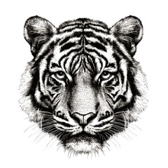 Fototapeta premium tiger, majestic tiger prowling through a lush green forest, isolated on transparent background