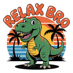 Naklejka premium Cute green baby dinosaur illustration art design of a funny cartoon reptile monster character. Perfect for t-shirt design. 